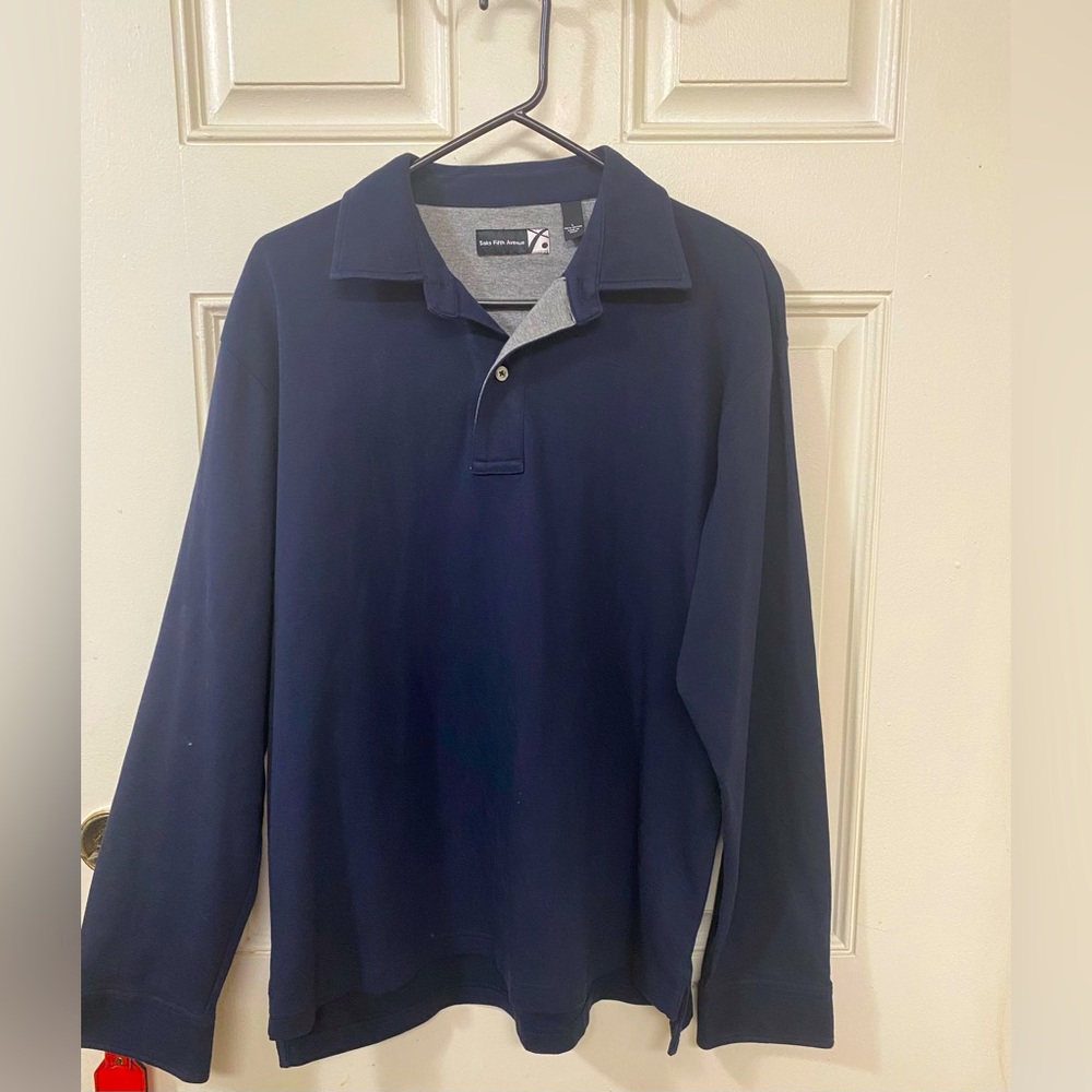 NWOT Saks Fifth Avenue Men's Cotton Long-Sleeve Polo Shirt